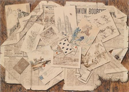 ‘Collage’, trompe-l’oeil, achttiende eeuw - publiek domein